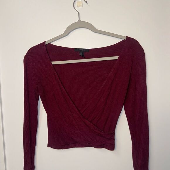 Forever 21 Burgundy Ribbed Crop Top - Picture 2 of 3